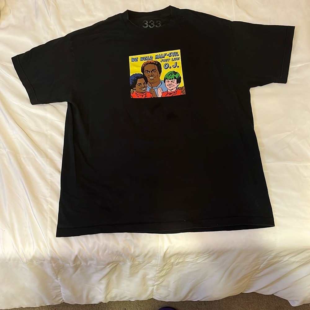 Black Graphic T-Shirt with Cartoon Print